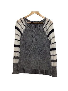 BUFFALO Bitton knit crochet sweater wool & angora blend grey white black small